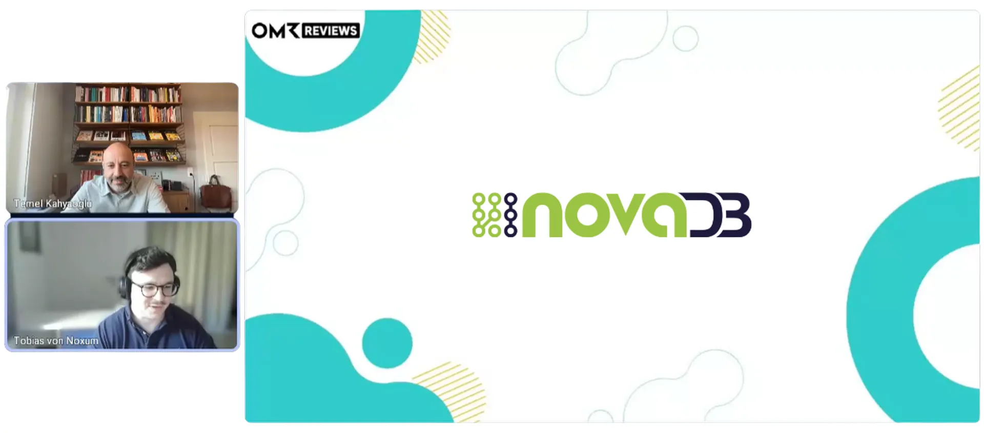 Tobias Denninger (Noxum GmbH) präsentiert NovaDB auf den OMR Tool Talks, moderiert von Temel Kahyaoglu (TGOA).